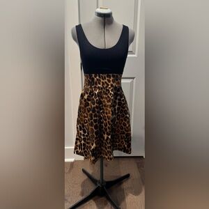Chic Leopard Print A-Line Dress
